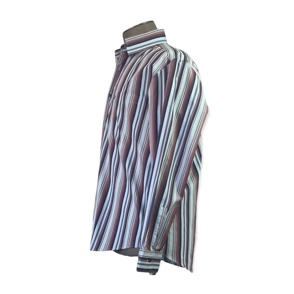 HUGO BOSS Button Down Long Sleeve Multi Colored Stripes Men’s Cotton Dress Shirt - Picture 4 of 9